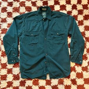 Pre-washed vintage green button down | M